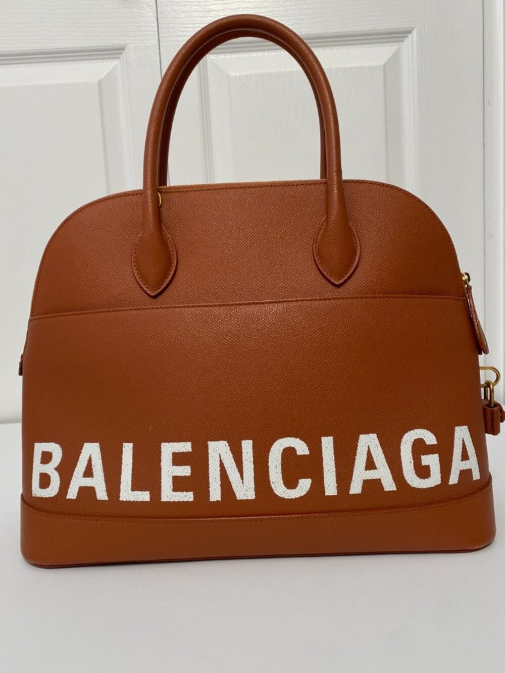 Balenciaga Ville Medium Brown Leather Top Handle Bag